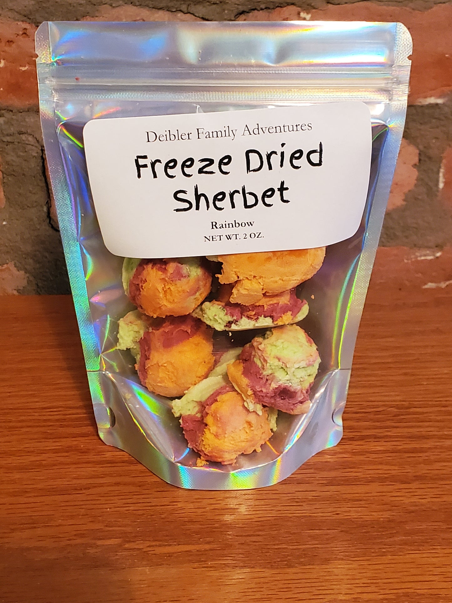 Freeze dried rainbow sherbet