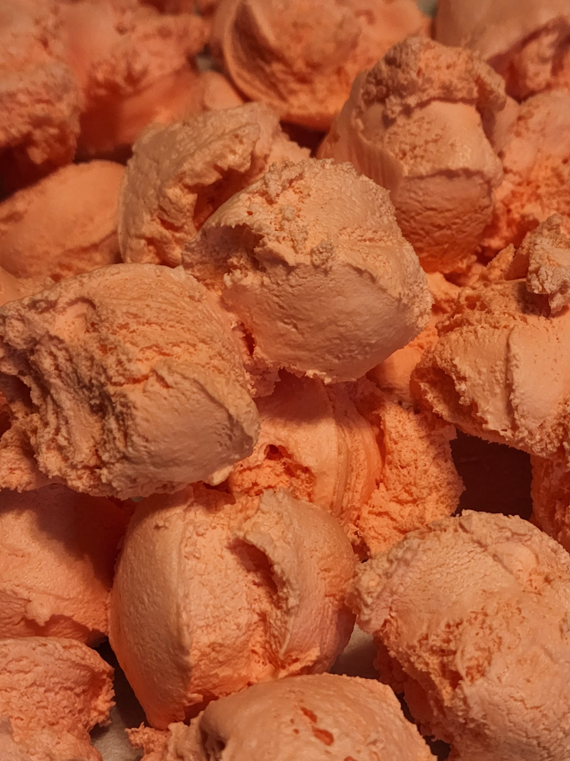Freeze Dried Teaberry Ice Cream on tray