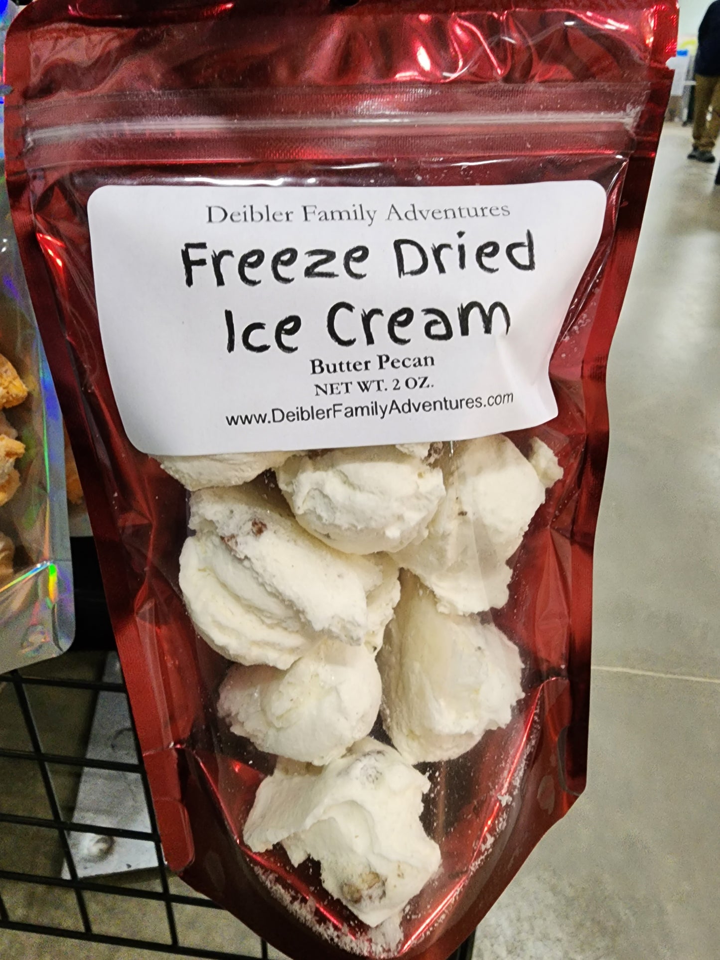 Freeze Dried Butter Pecan Ice Cream in Red Bag