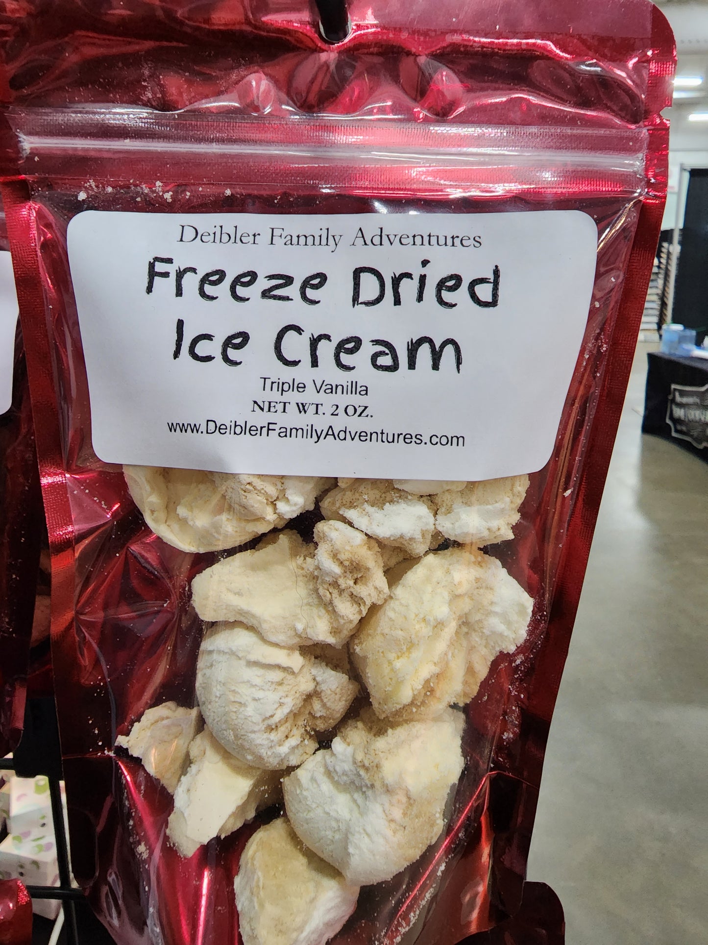 Freeze Dried Triple Vanilla Ice Cream in red bag