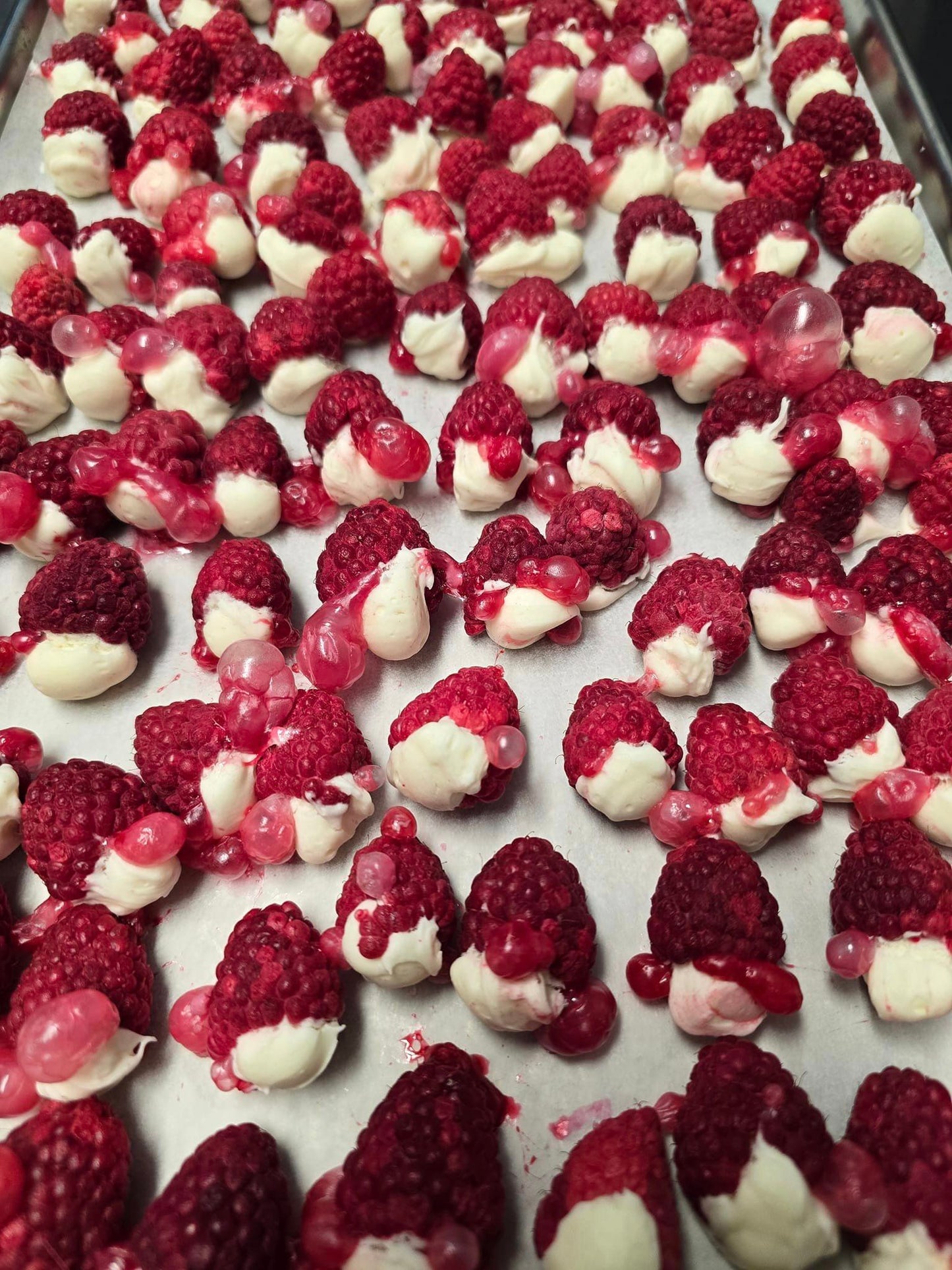 raspberries with cream cheese icing